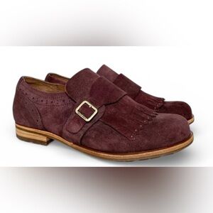 Kork Ease Womens Bailee Kiltie Burgundy Suede Monk Strap Shoe 8M Comfy Casual